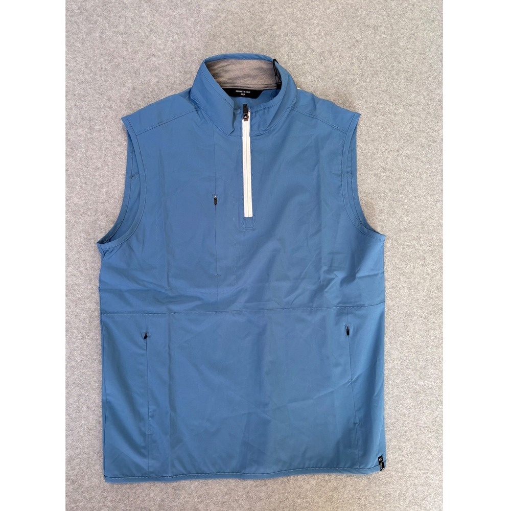 Kenneth Cole Golf Mens Blue Quarter Zip Water Resistant Performance Vest S